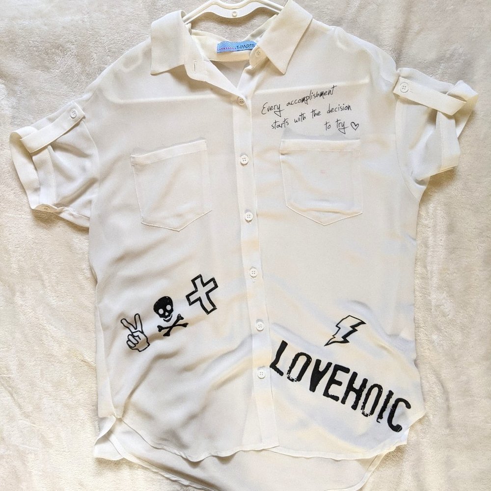 T-Parts Short Sleeve Unisex Button Down
